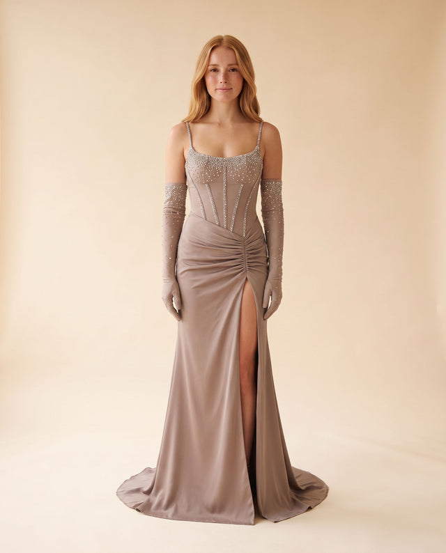 Robe Ajustée Corset Taupe