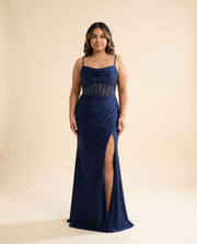 Robe Satinée Marine