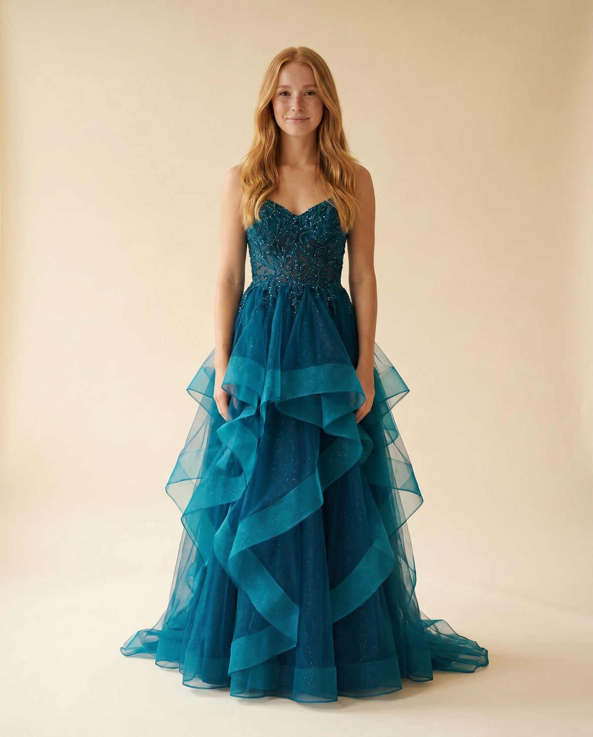 Robe Princesse À Volants Marine