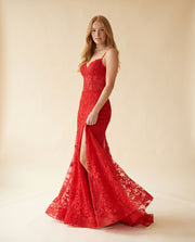 Robe Corset En Broderie Rouge