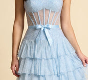 Robe Corset Taille Basse Bleu Pâle