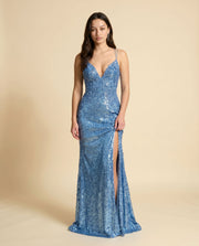 Robe À Paillettes Avec Fente Rouge