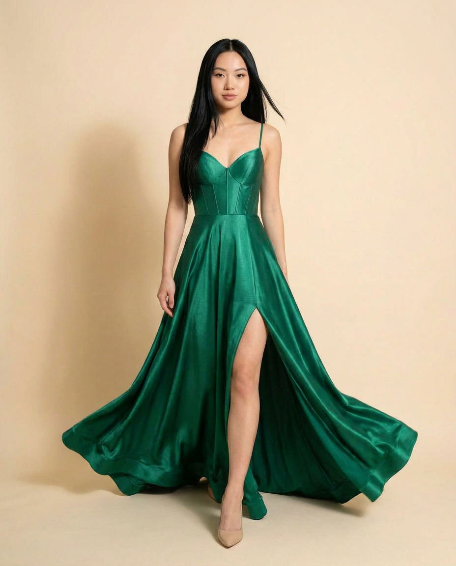 Robe En Satin Corset Peacock