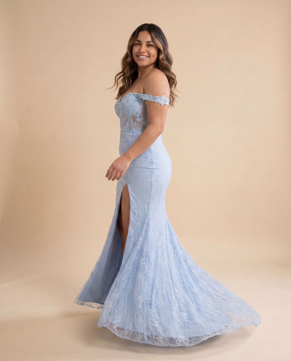 Robe Corset Dentelle Bleu Ciel