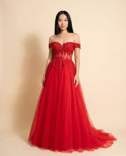 Robe Corset En Tulle Red