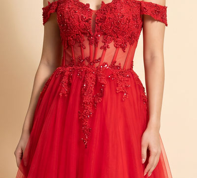 Robe Corset En Tulle Red