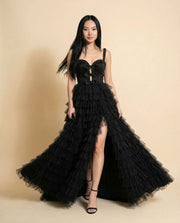 Robe A Volants Noire