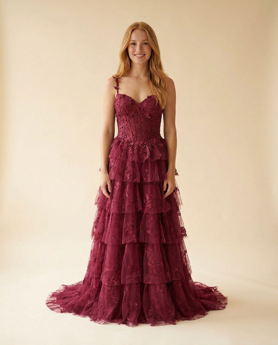 Tiered Gown Wine