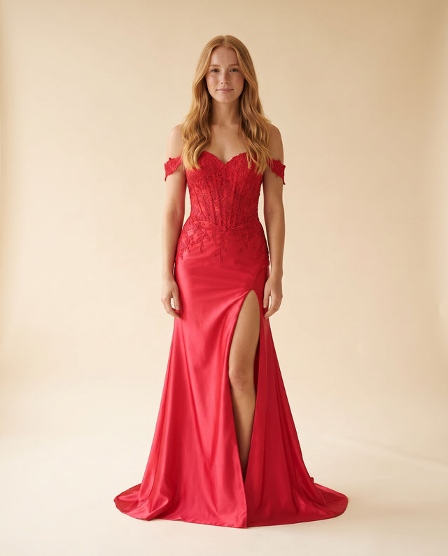 Robe Corset Ajustée Rouge