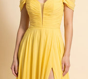 Robe En Chiffon Jaune