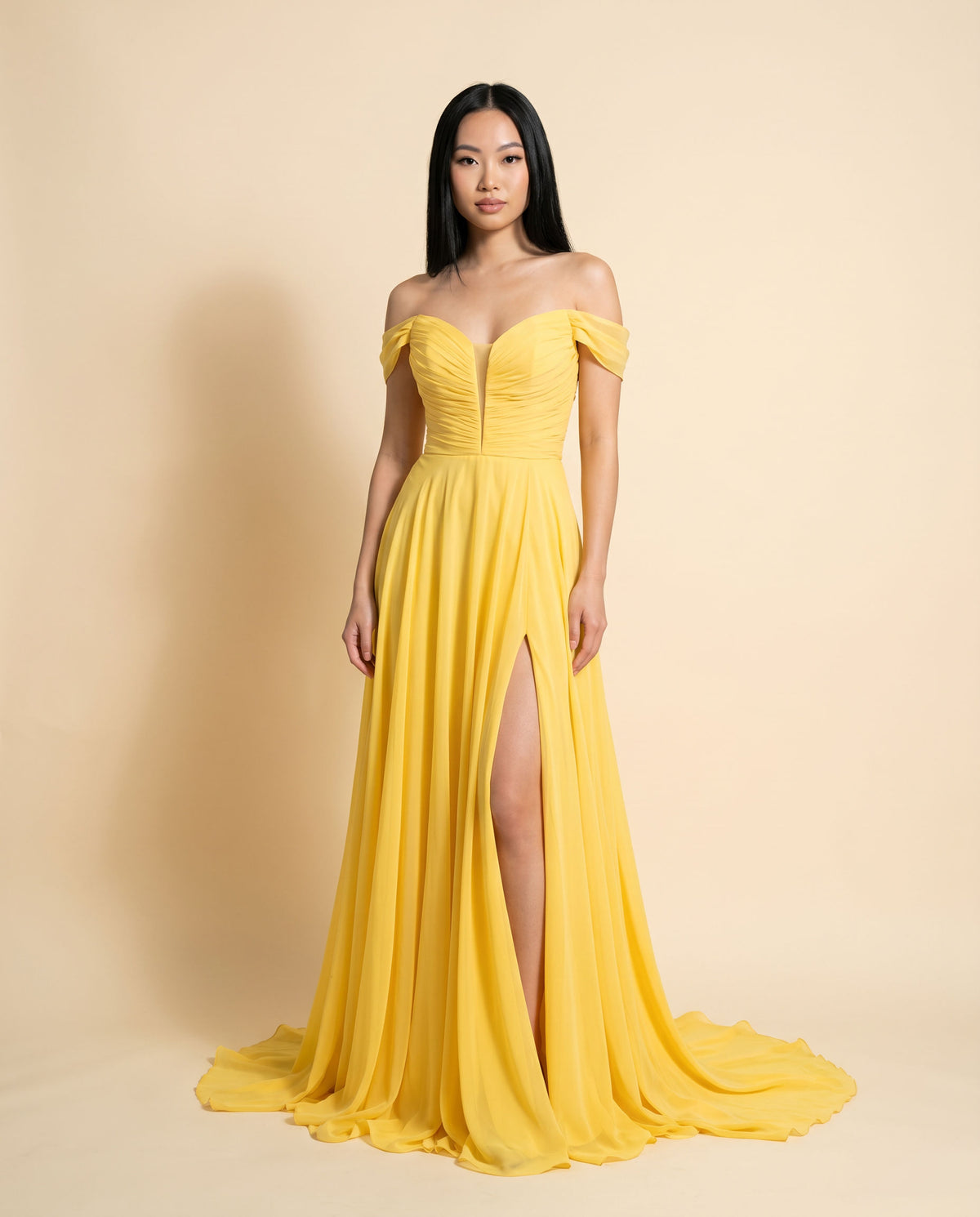 Robe En Chiffon Jaune