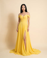Robe En Chiffon Jaune