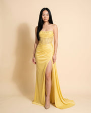 Robe Corset Ajustée Jaune