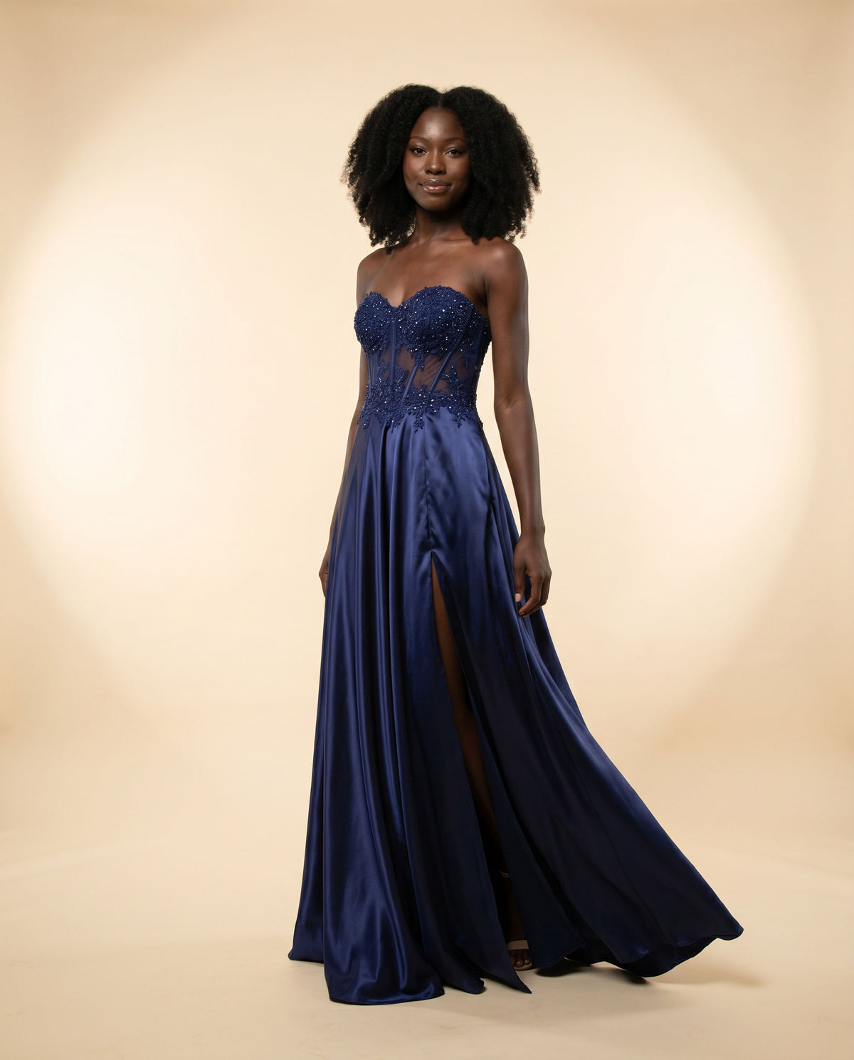 Robe Corset Avec Fente Marine