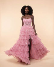 Robe à Étages Rose