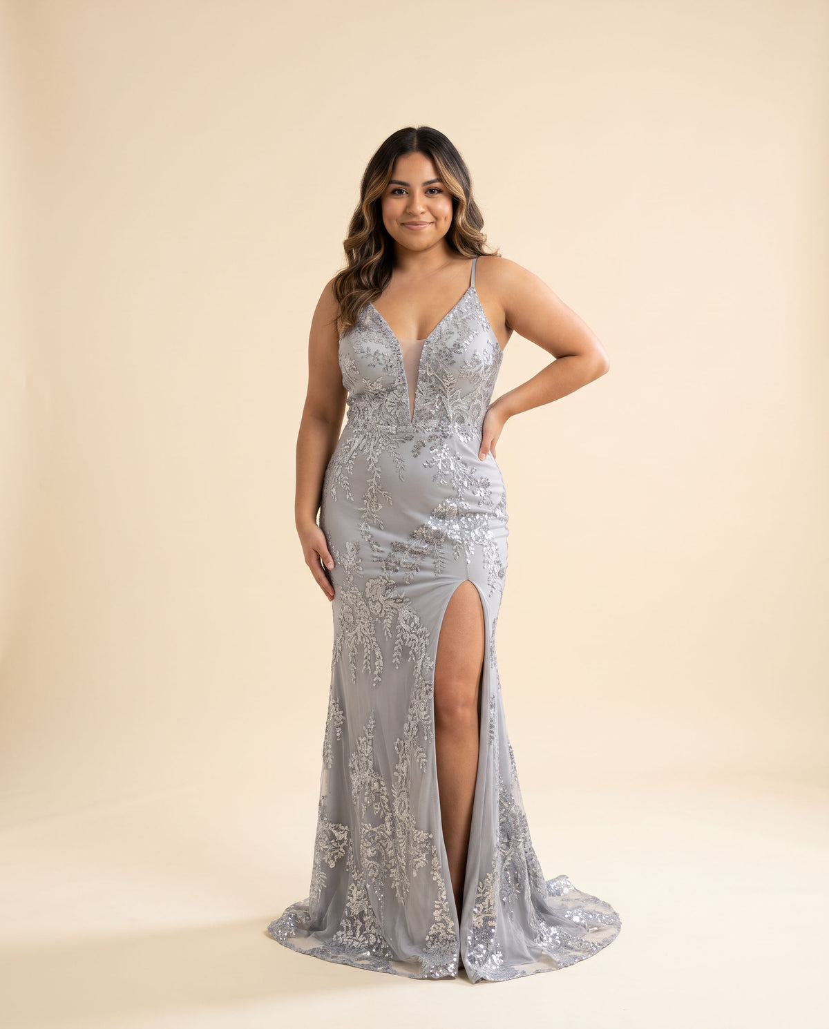 Robe Scintillante Ajustée Argent