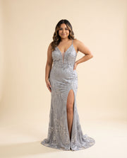 Robe Scintillante Ajustée Argent