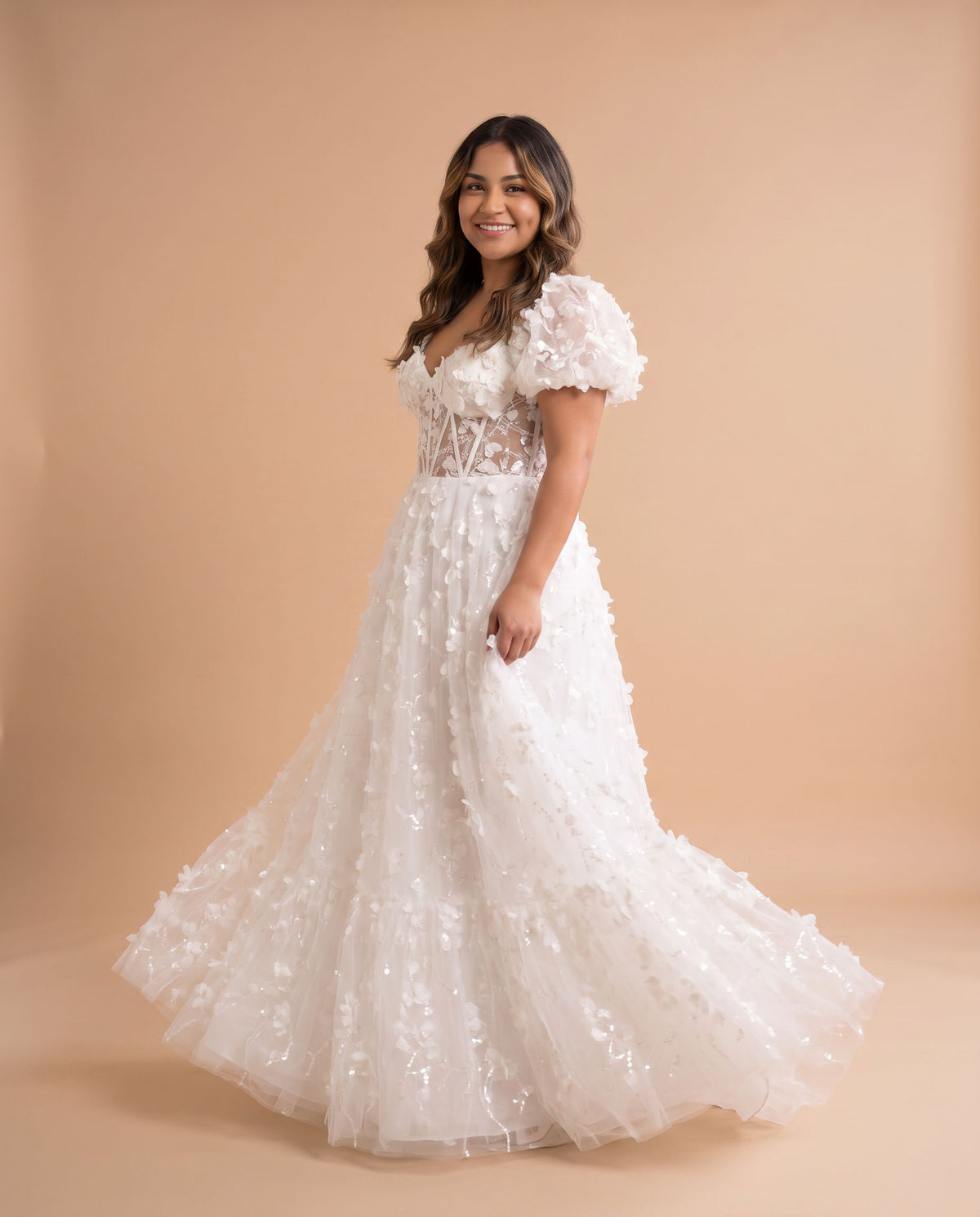 Robe Manches Bouffantes Ivoire