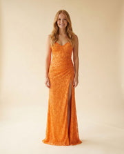 Robe En Dentelle Orange
