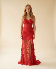 Robe Bustier Ajustée Rouge