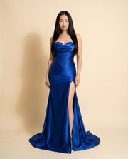 Robe Corset Satinée Marine