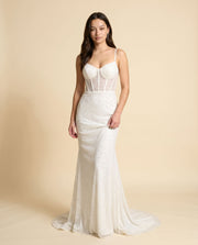 Robe Ivoire À Corset Scintillante