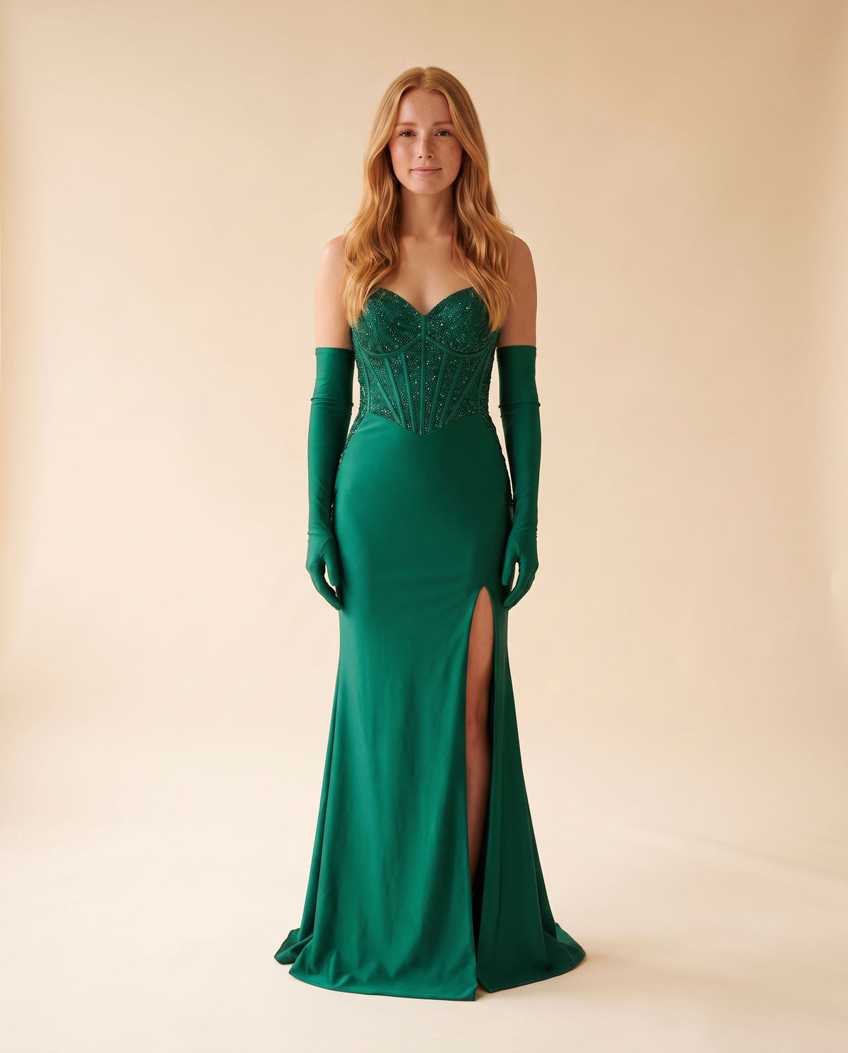 Robe À Corset Brillant Émeraude