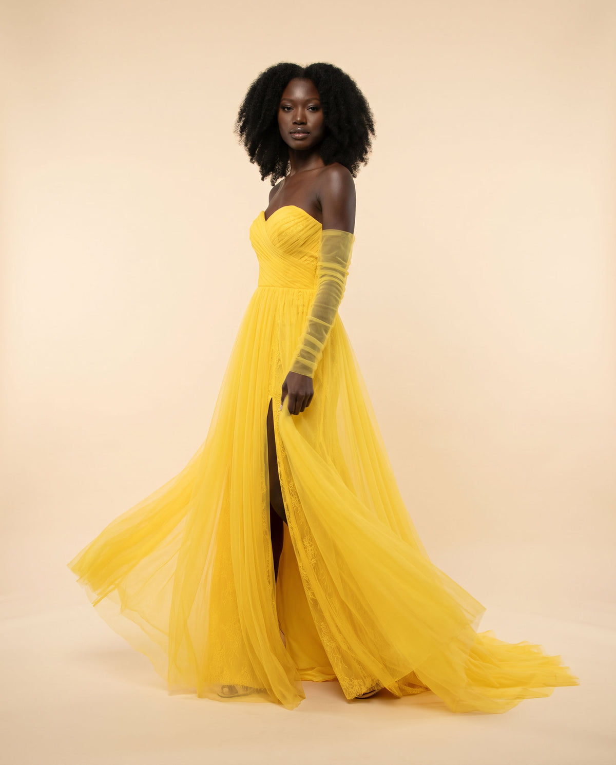 Robe bustier avec manches Jaune