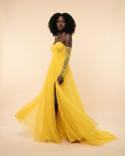 Robe bustier avec manches Jaune
