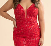 Robe Ajustée Brillante Rouge