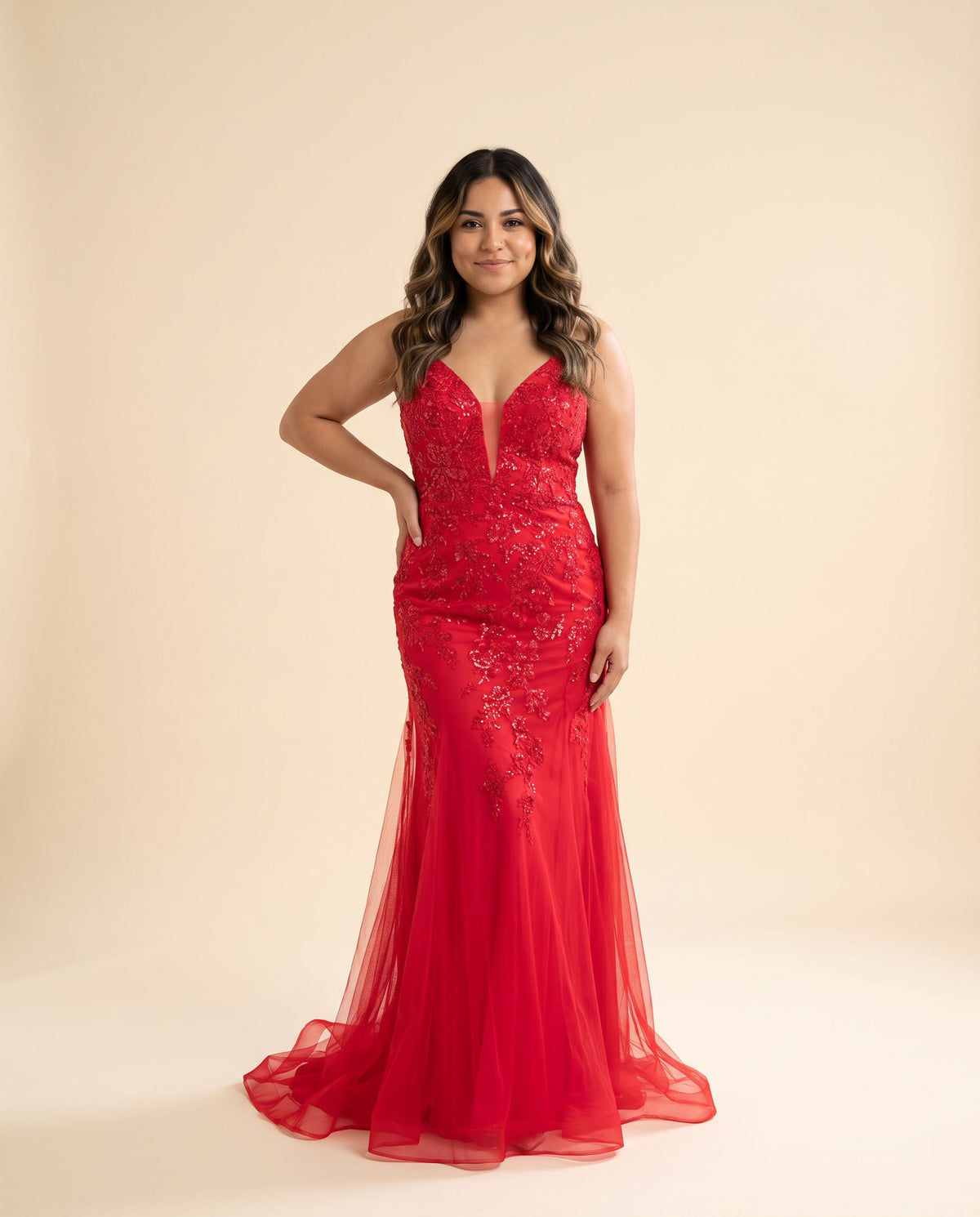 Robe Ajustée Brillante Rouge