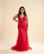 Robe Ajustée Brillante Rouge