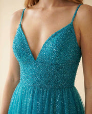Robe Scintillante En Tulle Teal