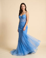 Robe En Dentelle Bleu