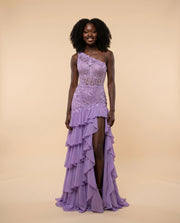 Robe À Une bretelle Et Jupe à Étages Lilas