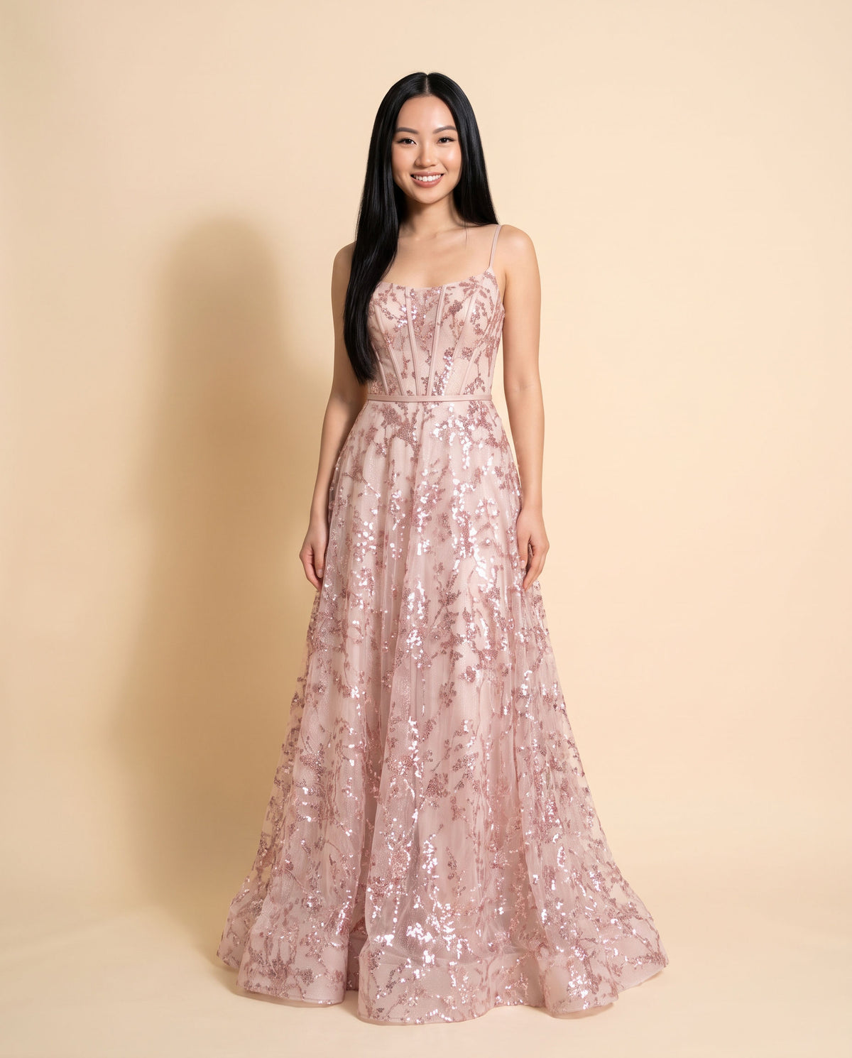 Robe Étincelante À Corset Blush