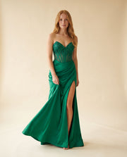 Robe Corset Avec Fente Emeraude