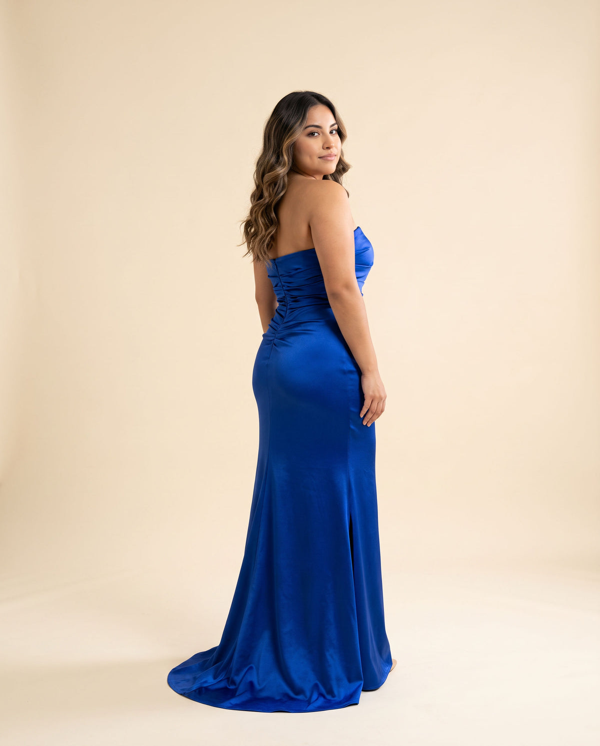 Robe Ajustée En Satin Royal