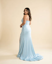 Robe Ajusté Bleu Poudré