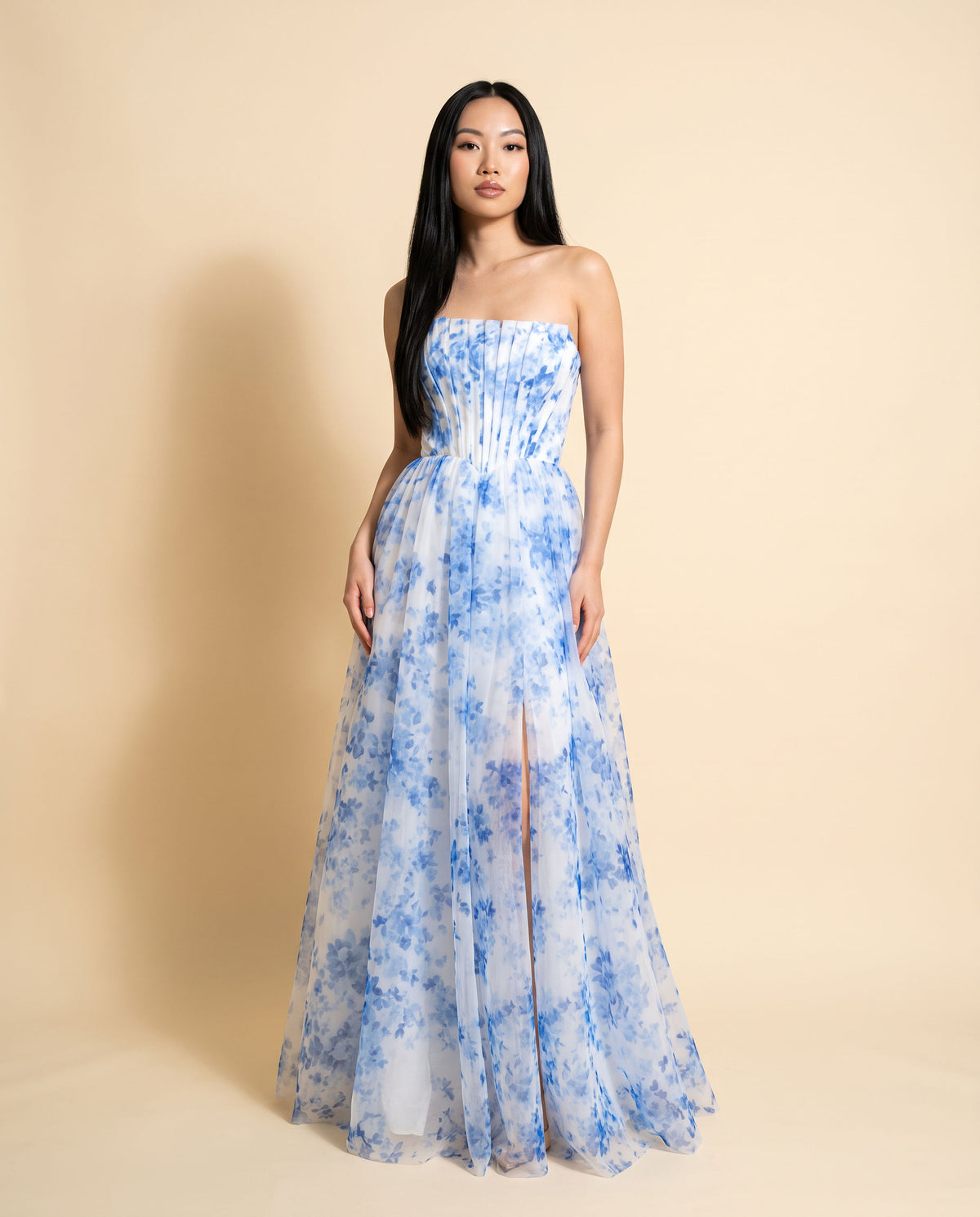 Robe fleurie bustier Bleu