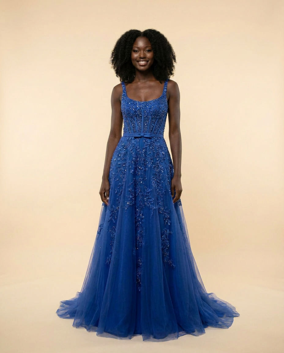 Robe Corset Brillante Bleu Poudre