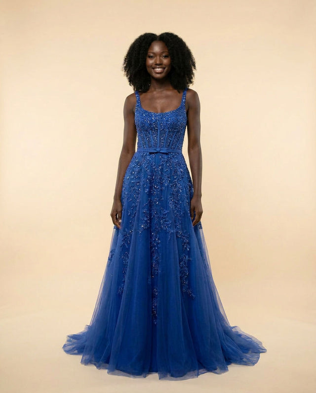 Robe Corset Brillante Bleu Poudre