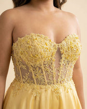Robe Corset En Mikado Jaune