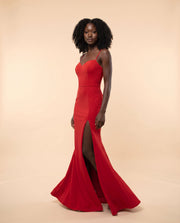 Robe Ajustée À Corset Rouge