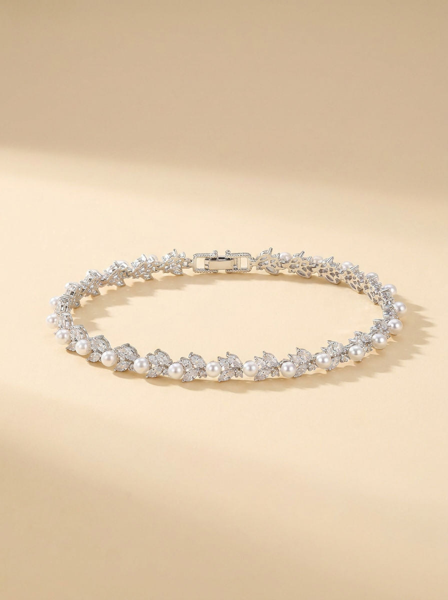 Bracelet Cristaux et Perles Argent