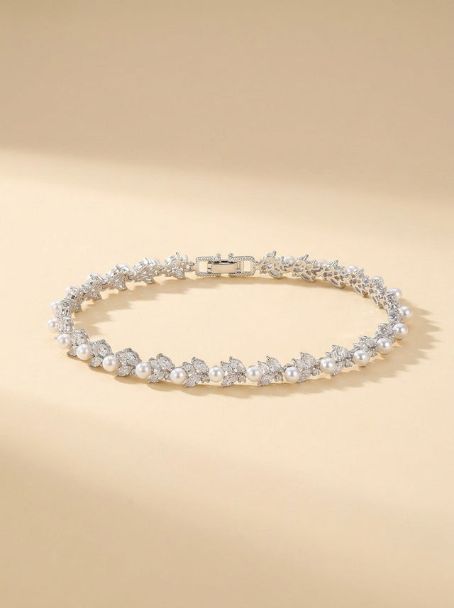 Bracelet Cristaux et Perles Argent