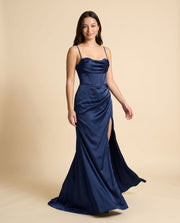 Robe ajustée extensible Bleu Marin