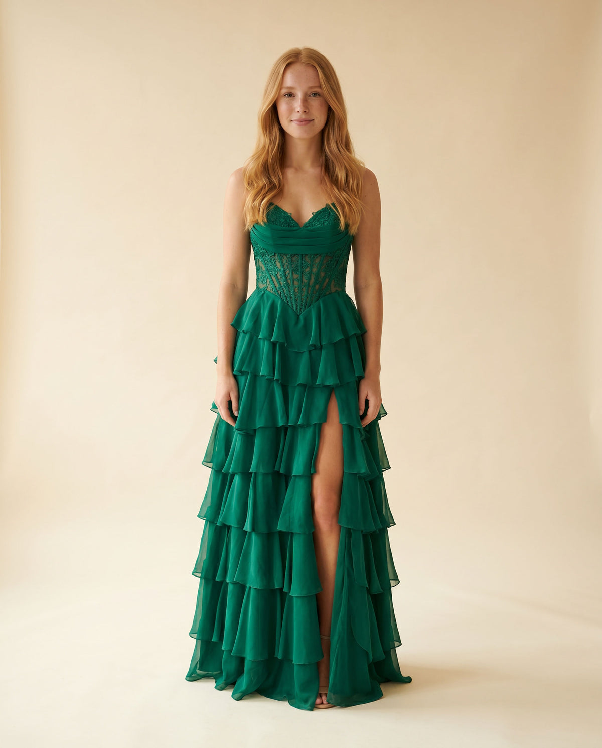 Robe Bustier Dos Lacé Émeraude