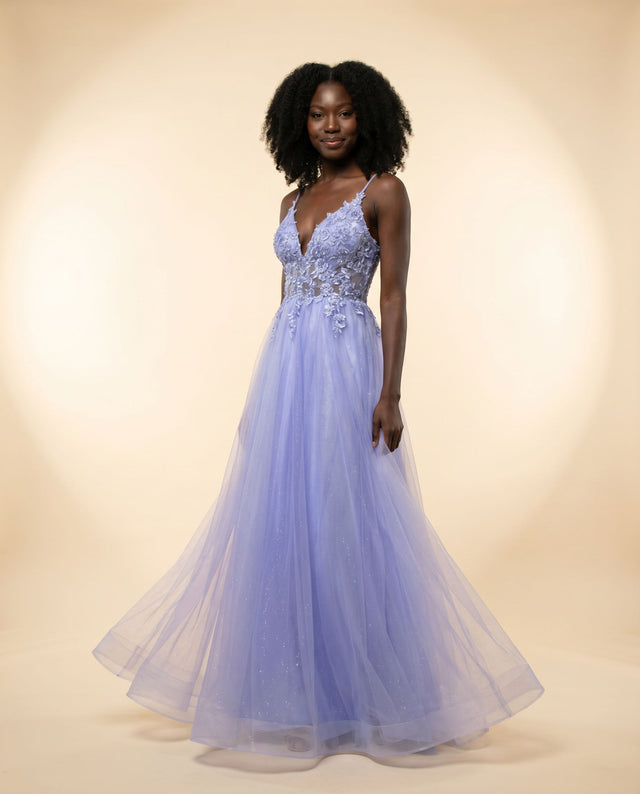 Robe Coupe En A Avec Dentelle Periwinkle