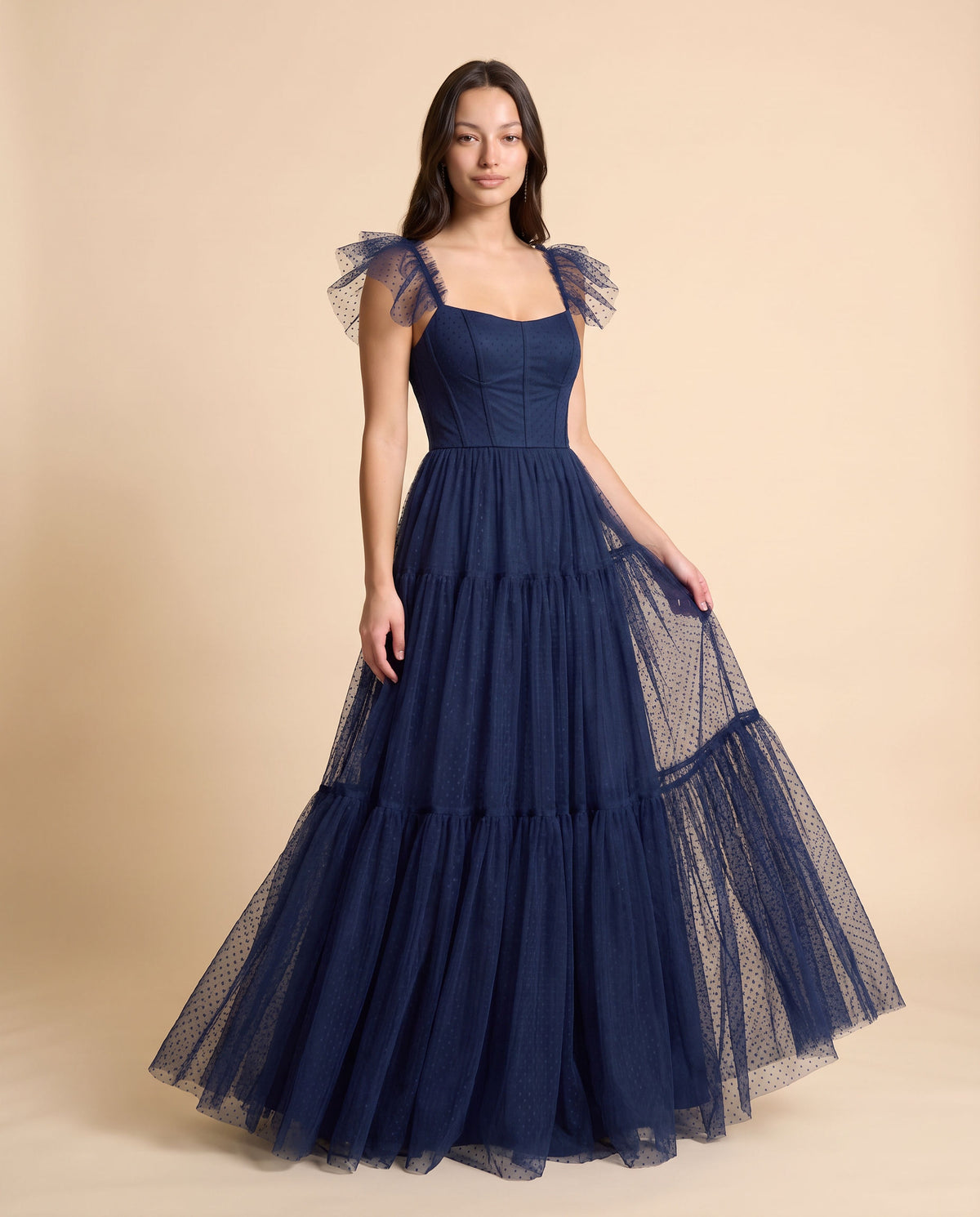 Robe En Tulle À Pois Marine